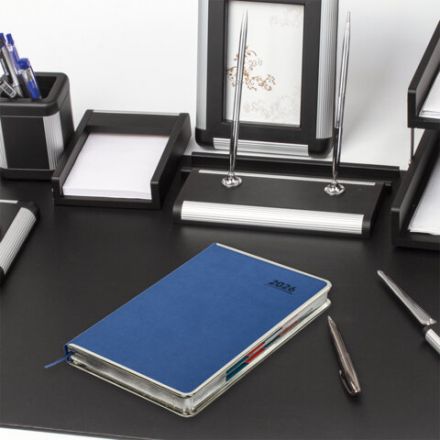 Ежедневник датированный 2026 А5 148х218 мм, GALANT "Infinity Silver", под кожу, синий, 117496 Ежедневник датированный 2026 А5 148х218 мм, GALANT "Infinity Silver", под кожу, синий, 117496