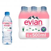 Вода минеральная Evian природная негазированная ПЭТ 0,5л  6шт/уп