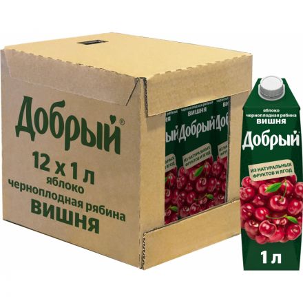 Сок Добрый яблоко/вишня/черноплодная рябина 1 л Сок Добрый яблоко/вишня/черноплодная рябина 1 л
