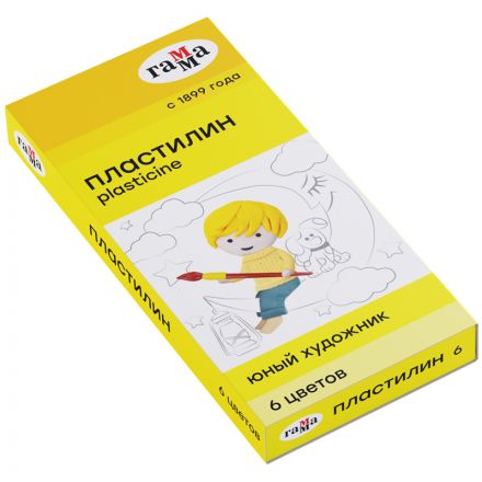 Пластилин Гамма "Юный художник", 06 цветов, 84г, со стеком, картон. упаковка Пластилин Гамма "Юный художник", 06 цветов, 84г, со стеком, картон. упаковка