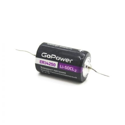 Батарейка GoPower 14250 1/2AA PC1 Li-SOCl2 3.6V с выводами 1/10/500 Батарейка GoPower 14250 1/2AA PC1 Li-SOCl2 3.6V с выводами 1/10/500
