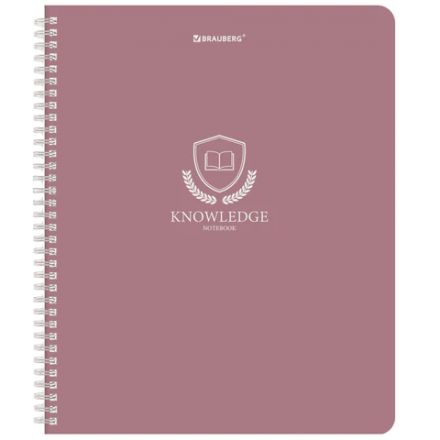Тетрадь А5, 48 л., BRAUBERG, гребень, клетка, матовая ламинация, "Knowledge" (микс в спайке), 405324