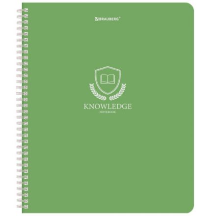 Тетрадь А5, 48 л., BRAUBERG, гребень, клетка, матовая ламинация, "Knowledge" (микс в спайке), 405324