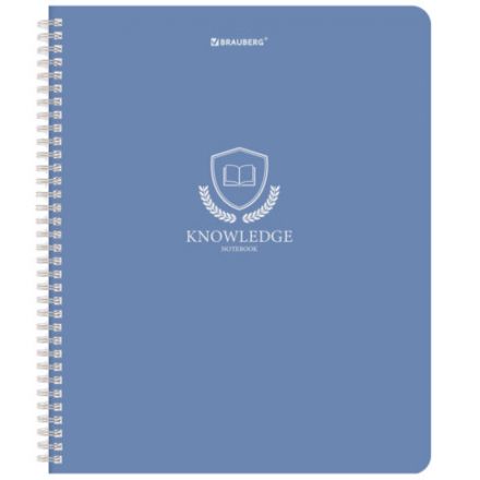 Тетрадь А5, 48 л., BRAUBERG, гребень, клетка, матовая ламинация, "Knowledge" (микс в спайке), 405324