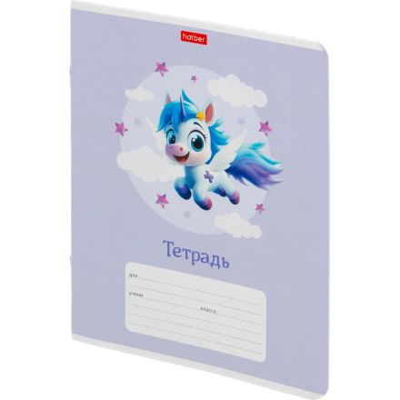 Тетрадь школьн 12л А5ф КОСАЯ лин,скоб,м.кар,Крылатые единорожки,ассор,91376