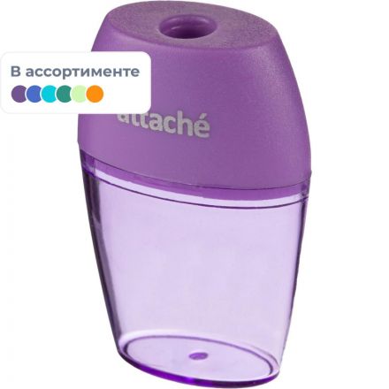 Точилка Attache Bright Colours 1 отв., цветной контейнер, ассорти