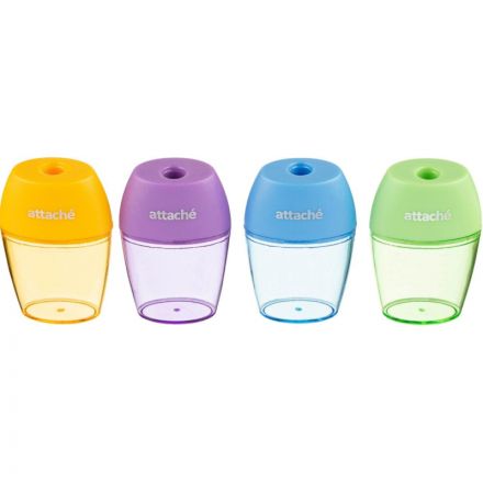 Точилка Attache Bright Colours 1 отв., цветной контейнер, ассорти Точилка Attache Bright Colours 1 отв., цветной контейнер, ассорти
