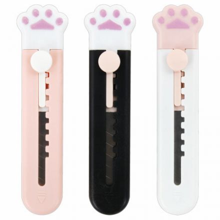 Нож канцелярский "Лапки", Cat Paw, 9 мм, НАБОР 3 шт. на блистере, автофиксатор, BRAUBERG HOBBY, 238345