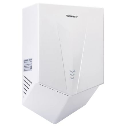 Сушилка для рук ВЫСОКОСКОРОСТНАЯ SONNEN K2022B, 1300 Вт, 150 м/с, IPX1, 72 дБ, белая, пластиковый корпус, 607192 Сушилка для рук ВЫСОКОСКОРОСТНАЯ SONNEN K2022B, 1300 Вт, 150 м/с, IPX1, 72 дБ, белая, пластиковый корпус, 607192