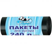 Мешки для мусора ПВД 240л 45мкм 10шт/рул черные 80х140см Viva Мешки для мусора ПВД 240л 45мкм 10шт/рул черные 80х140см Viva