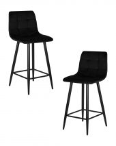 Набор 2 шт Стул полубарный DOBRIN OLIVIA, черные матовые ножки, черный велюр (108-77)