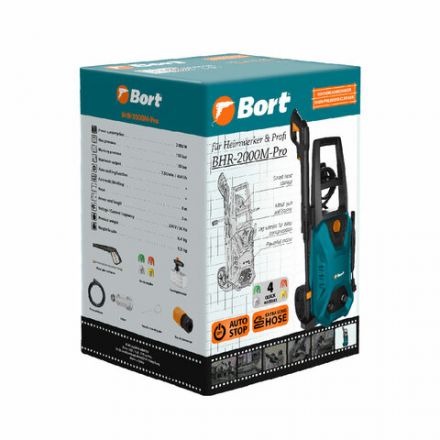 Минимойка BORT BHR-2000M-PRO, мощность 2 кВт, давление 150 бар, шланг 8 м, 93416411 Минимойка BORT BHR-2000M-PRO, мощность 2 кВт, давление 150 бар, шланг 8 м, 93416411