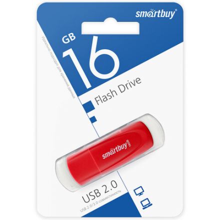 Флеш-диск 16 GB SMARTBUY Scout USB 2.0, красный, SB016GB2SCR Флеш-диск 16 GB SMARTBUY Scout USB 2.0, красный, SB016GB2SCR