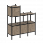 Loft Прямой стеллаж наборный VR.L-13 Тиквуд тёмный/Чёрный металл 1278*446*1458