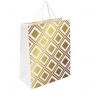 Пакет подарочный (1 штука) 26x13x32 см, ЗОЛОТАЯ СКАЗКА "Gold Luxury", тиснение фольгой, белый, 608249 Пакет подарочный (1 штука) 26x13x32 см, ЗОЛОТАЯ СКАЗКА "Gold Luxury", тиснение фольгой, белый, 608249