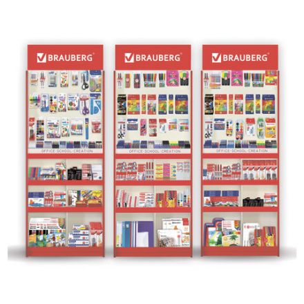 Стойка для размещения товара напольная усиленная BRAUBERG, 210х78х40 см, 4 полки, 30 ячеек, 21 крючок, 504341 Стойка для размещения товара напольная усиленная BRAUBERG, 210х78х40 см, 4 полки, 30 ячеек, 21 крючок, 504341