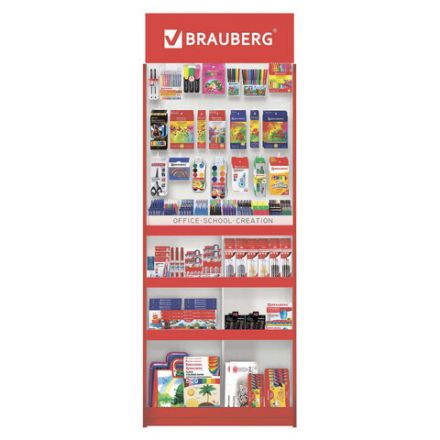 Стойка для размещения товара напольная усиленная BRAUBERG, 210х78х40 см, 4 полки, 30 ячеек, 21 крючок, 504341 Стойка для размещения товара напольная усиленная BRAUBERG, 210х78х40 см, 4 полки, 30 ячеек, 21 крючок, 504341