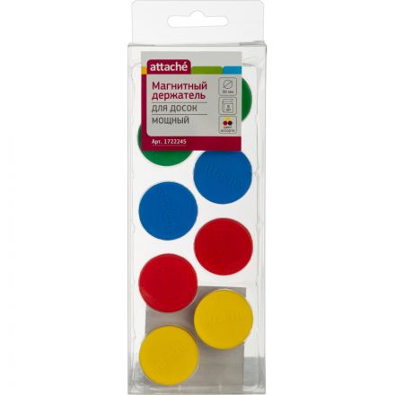 Магнитный держатель МОЩНЫЙ Attache,30 мм,8 шт/уп ассорти Магнитный держатель МОЩНЫЙ Attache,30 мм,8 шт/уп ассорти