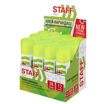 Клей-карандаш УСИЛЕННЫЙ STAFF Profit, 36 г, PVP-основа, 228663 Клей-карандаш УСИЛЕННЫЙ STAFF Profit, 36 г, PVP-основа, 228663