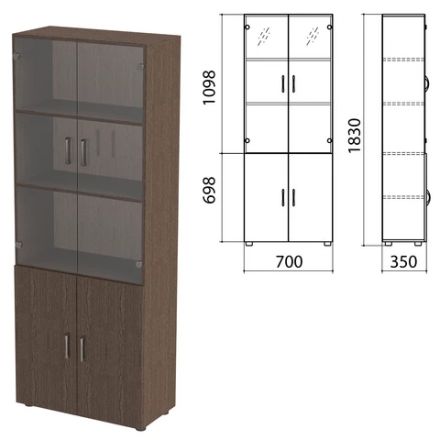 Шкаф закрытый со стеклом "Канц", 700х350х1830 мм, цвет венге (КОМПЛЕКТ) Шкаф закрытый со стеклом "Канц", 700х350х1830 мм, цвет венге (КОМПЛЕКТ)