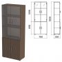 Шкаф закрытый со стеклом "Канц", 700х350х1830 мм, цвет венге (КОМПЛЕКТ)