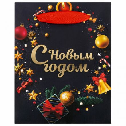 Пакет подарочный (1 штука) новогодний 11x6x15 см, ЗОЛОТАЯ СКАЗКА "New Year", фольга, 608228 Пакет подарочный (1 штука) новогодний 11x6x15 см, ЗОЛОТАЯ СКАЗКА "New Year", фольга, 608228