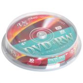 Диски DVD+RW (плюс) VS 4,7 Gb 4x Cake Box (упаковка на шпиле), КОМПЛЕКТ 10 шт., VSDVDPRWCB1001