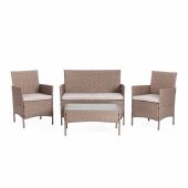 Лаундж сет (диван+2кресла+столик+подушки) (mod. 210013 А), пластиковый ротанг, 108х62х83см/60х62х83см/80х48х39см, серый, ткань: DB-11 светло-серый