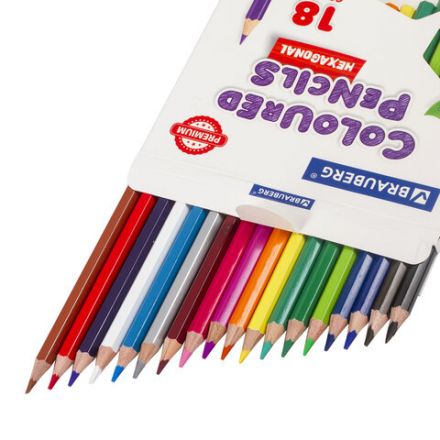 Карандаши цветные BRAUBERG PREMIUM, 18 цветов, шестигранные, грифель 3,3 мм, натуральное дерево, 181657 Карандаши цветные BRAUBERG PREMIUM, 18 цветов, шестигранные, грифель 3,3 мм, натуральное дерево, 181657