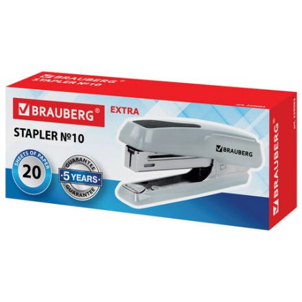 Степлер №10 BRAUBERG "Extra", до 20 листов, антистеплер, серый, 229083 Степлер №10 BRAUBERG "Extra", до 20 листов, антистеплер, серый, 229083