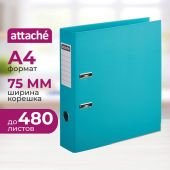 Папка-регистратор 75мм Attache, А4, бирюзовая, ПБП2, метал. угол,карман.кор Папка-регистратор 75мм Attache, А4, бирюзовая, ПБП2, метал. угол,карман.кор