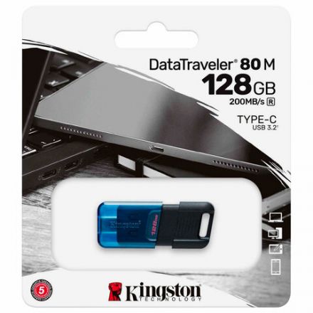 Флеш-диск 128 GB KINGSTON DataTraveler 80 M, разъем Type-C 3.2, черный, DT80M/128GB Флеш-диск 128 GB KINGSTON DataTraveler 80 M, разъем Type-C 3.2, черный, DT80M/128GB
