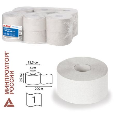 Бумага туалетная 200 м, LAIMA (T2), UNIVERSAL, 1-слойная, цвет натуральный, КОМПЛЕКТ 12 рулонов, 111334 Бумага туалетная 200 м, LAIMA (T2), UNIVERSAL, 1-слойная, цвет натуральный, КОМПЛЕКТ 12 рулонов, 111334