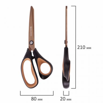Ножницы BRAUBERG "Heavy Duty", 210 мм, суперпрочные, титановое покрытие, 2-х сторонняя заточка, 236790 Ножницы BRAUBERG "Heavy Duty", 210 мм, суперпрочные, титановое покрытие, 2-х сторонняя заточка, 236790