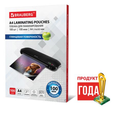 Пленки-заготовки для ламинирования А4, КОМПЛЕКТ 100 шт., 100 мкм, BRAUBERG, 530801 Пленки-заготовки для ламинирования А4, КОМПЛЕКТ 100 шт., 100 мкм, BRAUBERG, 530801