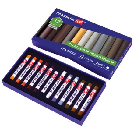 Пастель сухая художественная BRAUBERG ART CLASSIC, 12 цветов, ГРАФИКА, круглое сечение, 181458 Пастель сухая художественная BRAUBERG ART CLASSIC, 12 цветов, ГРАФИКА, круглое сечение, 181458
