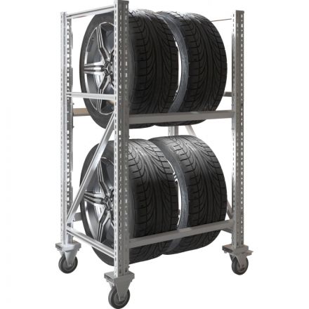 Стеллаж металлический MS Pro 1350/781x606 передвижной для хранения 4 шин