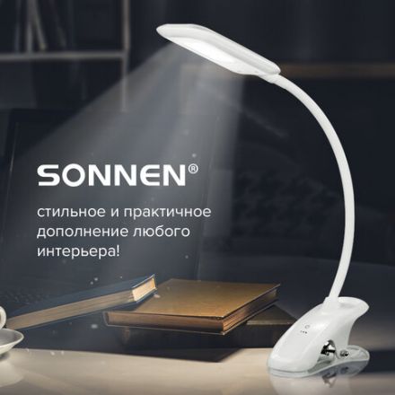 Настольная лампа / светильник SONNEN BR-819C, на прищепке, светодиодная, 8 Вт, белый, 236667 Настольная лампа / светильник SONNEN BR-819C, на прищепке, светодиодная, 8 Вт, белый, 236667
