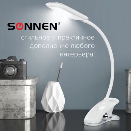 Настольная лампа / светильник SONNEN BR-819C, на прищепке, светодиодная, 8 Вт, белый, 236667 Настольная лампа / светильник SONNEN BR-819C, на прищепке, светодиодная, 8 Вт, белый, 236667