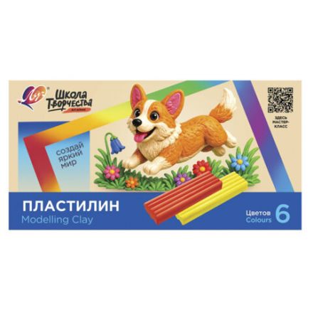 Пластилин классический ЛУЧ "Школа творчества", 6 цветов, 120 г, стек, картонная упаковка, 36С 2434-08 Пластилин классический ЛУЧ "Школа творчества", 6 цветов, 120 г, стек, картонная упаковка, 36С 2434-08