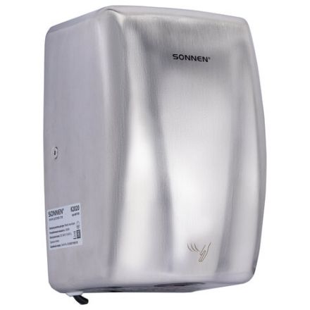 Сушилка для рук ВЫСОКОСКОРОСТНАЯ АНТИВАНДАЛЬНАЯ SONNEN K2020, 1000 Вт, 100 м/с, IPX3, 72 дБ, нержавеющая сталь, 607193 Сушилка для рук ВЫСОКОСКОРОСТНАЯ АНТИВАНДАЛЬНАЯ SONNEN K2020, 1000 Вт, 100 м/с, IPX3, 72 дБ, нержавеющая сталь, 607193