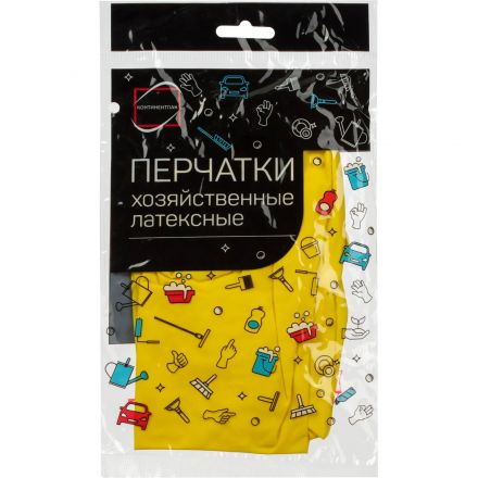 Перчатки хозяйственные желтые, р. L вес 36-42гр Перчатки хозяйственные желтые, р. L вес 36-42гр