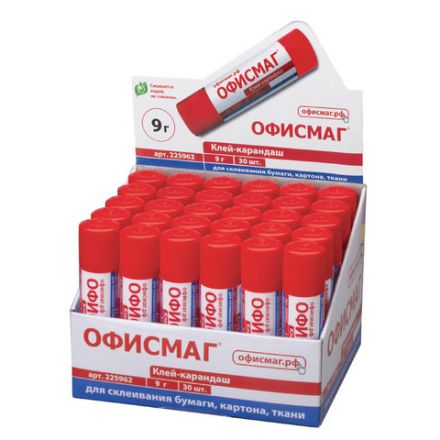 Клей-карандаш ОФИСМАГ, 9 г, 225962 Клей-карандаш ОФИСМАГ, 9 г, 225962