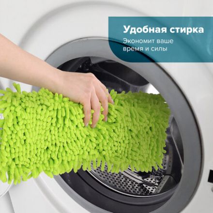 Насадка МОП 40 КОМПЛЕКТ 4 шт., УНИВЕРСАЛЬНАЯ для швабр 38-42 см (ТИП К), микрофибра букли/синель, LAIMA, 607460