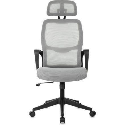 Кресло VB_Бюрократ Wise серый сетка/ткань с подголов