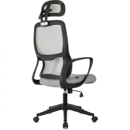 Кресло VB_Бюрократ Wise серый сетка/ткань с подголов