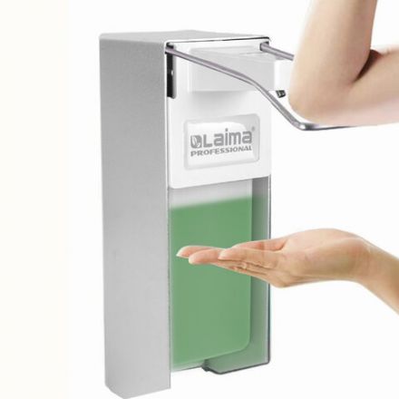 Дозатор локтевой для жидкого мыла и геля-антисептика, с еврофлаконом 1 л, LAIMA, металлический, 605706 Дозатор локтевой для жидкого мыла и геля-антисептика, с еврофлаконом 1 л, LAIMA, металлический, 605706