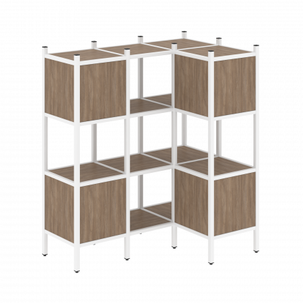Loft Угловой внутренний стеллаж наборный VR.L-29 Дуб аризона/Белый металл 1278*862*1458 Loft Угловой внутренний стеллаж наборный VR.L-29 Дуб аризона/Белый металл 1278*862*1458