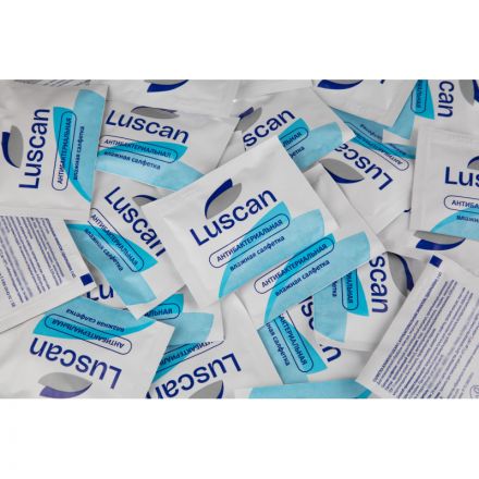 Салфетки влажные Luscan антибактериальные в саше 15х13,5см 1000шт/уп Салфетки влажные Luscan антибактериальные в саше 15х13,5см 1000шт/уп
