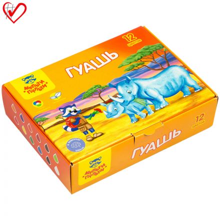 Гуашь Мульти-Пульти "Енот в Африке", 12 цветов, 20мл, картон Гуашь Мульти-Пульти "Енот в Африке", 12 цветов, 20мл, картон